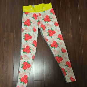 White Rose Leggings - Adidas Stella Ankle Leggings - Like NEW Size Small